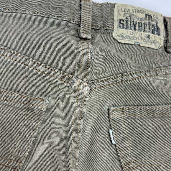 Vtg Levis SilverTab Lean Men Jeans 30 x 33 Slim Fit 90s Dark Beige Distressed B8 - Picture 7 of 11